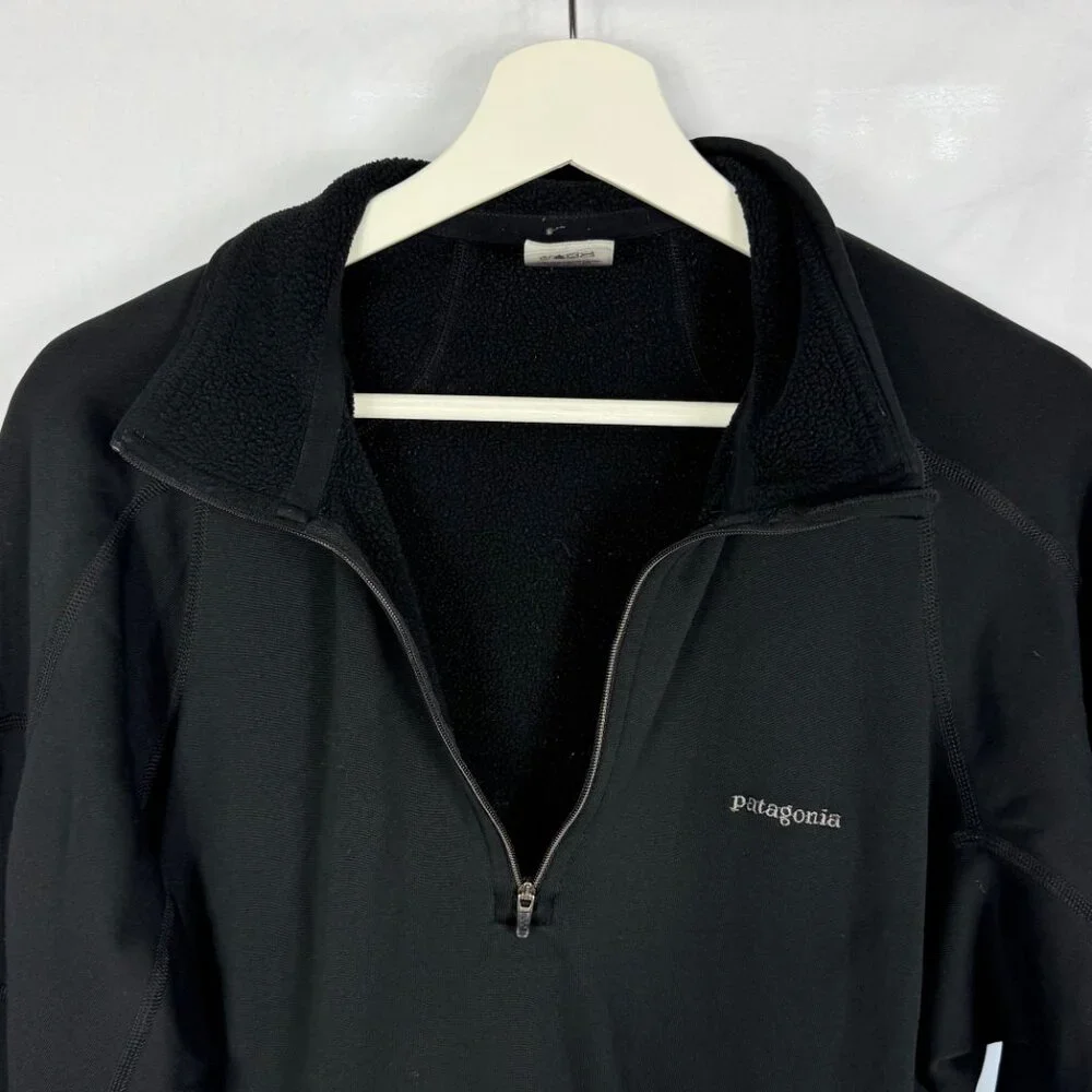 Patagonia Velocity Zip-Neck Men's Large Black 1/4 Zip Pullover Long Sleeve Shirt